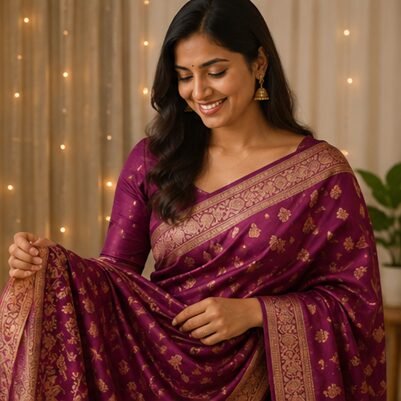 Linen Embroidery Saree